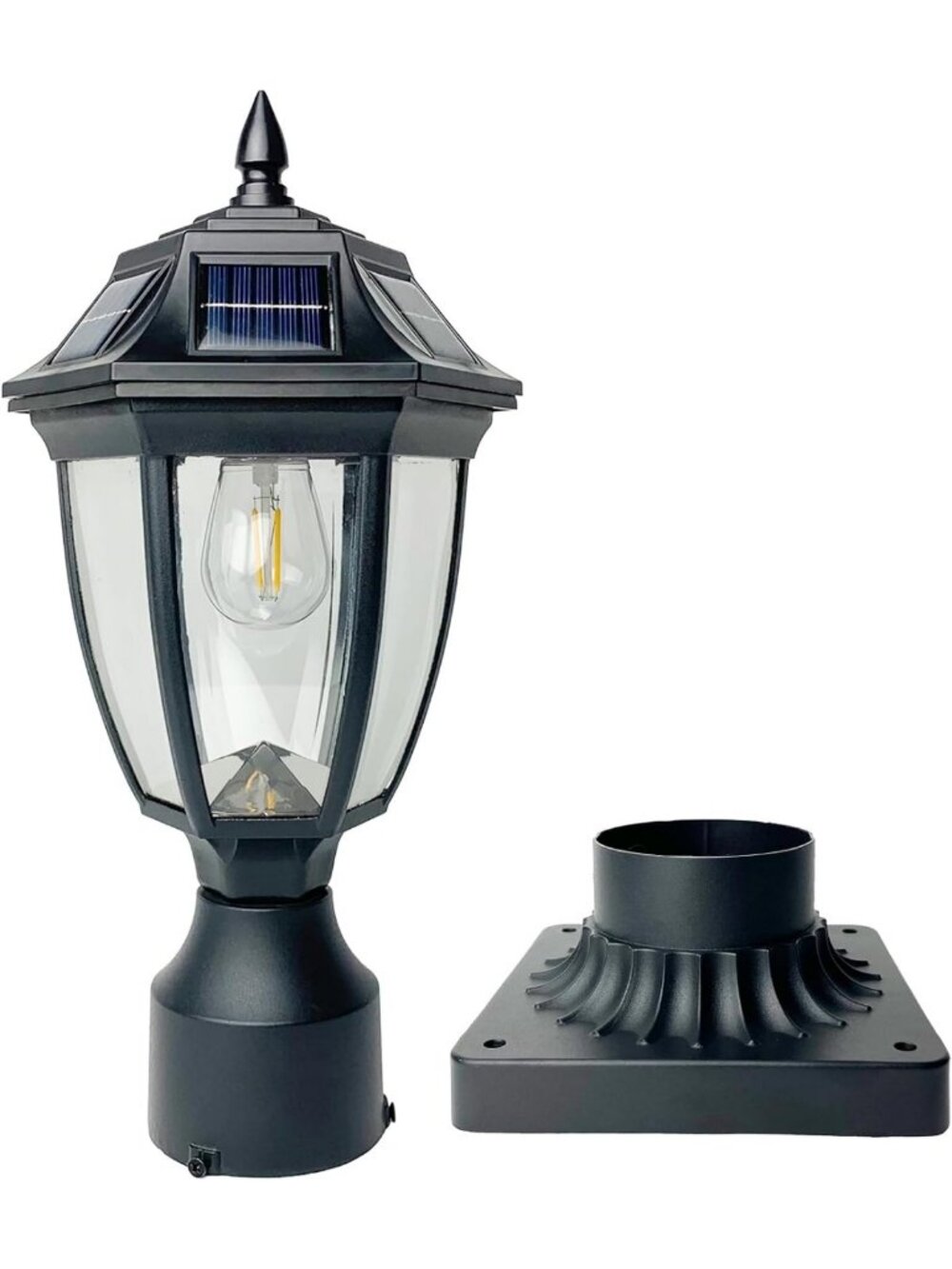 Outdoor Solar Post Lamp with Motion Sensor - Waterproof Dusk to Dawn Light for